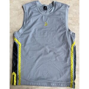Y2K Vintage Shaq Brand Men's M‎ Tank Jersey V Gray Yellow Basketball SO32